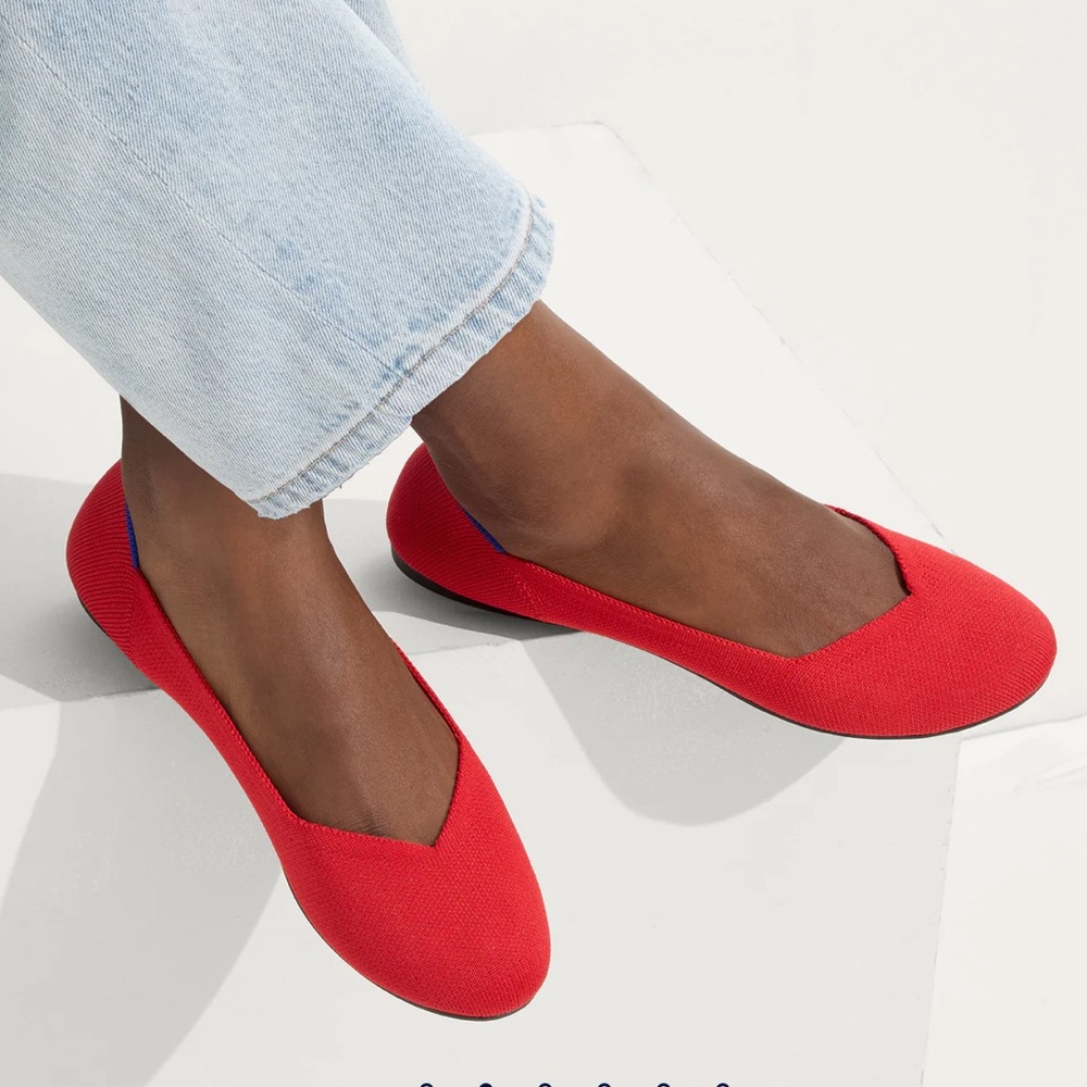 Rothy's The Flat Scarlet Red Flexible soft insoles recycled plastic 7.5W flats